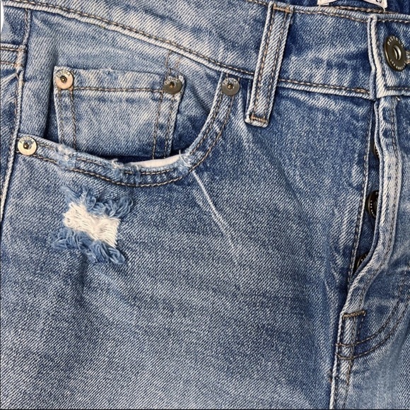 PISTOLA Distressed Button Fly High Rise Denim Jeans Size 25 in Medium Blue - Picture 5 of 16